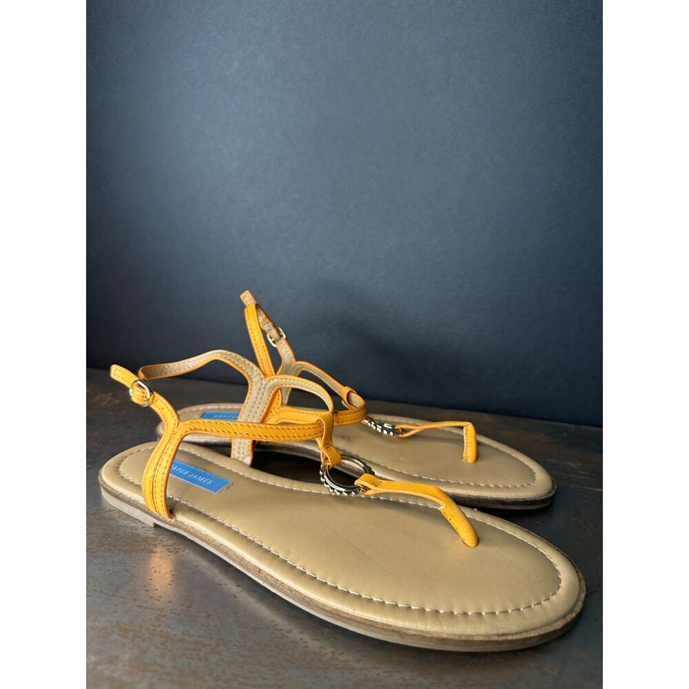 Draper James Flat T-Strap Sandals 8.5 Thong Minimalist Vacation Orange Jenna